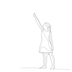 vector, isolated, sketch with lines, girl shows