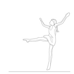 vector, isolated, sketch with lines, girl dancing