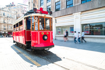 Naklejka na ściany i meble Nostalgic tram istanbul, Istanbul, Taksim.