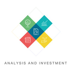 ANALYSIS AND INVESTMENT LINE ICON SET