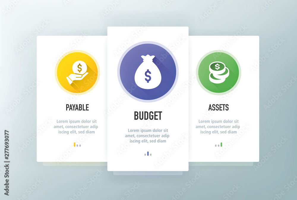 Poster accounting icons for website and mobile app onboarding screens vector template stock illustration