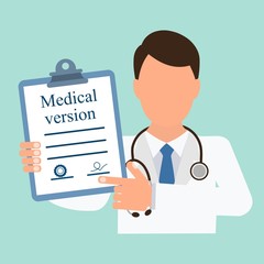Document. Medical version. Vector image, white background.