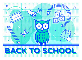 Back to school illustration on Modern background - Editable Stroke