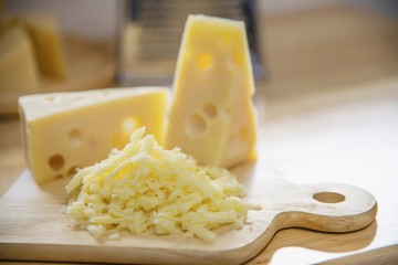 Beautiful cheeses in the kitchen - cheese food preparing concept