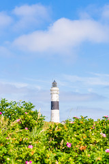 Fototapeta na wymiar Lighthouse black white on dune.