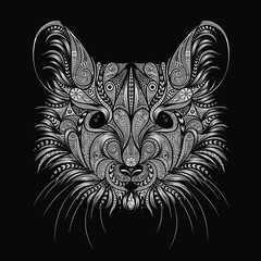 Symbol of the New Year 2020. Vector rat patterns on a black background.