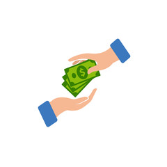 Money transaction vector logo icon design. buying with cash money vector symbol illustration