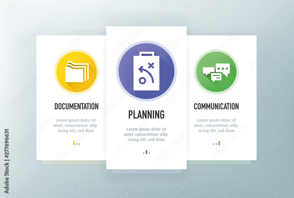 Aufkleber workflow icons for website and mobile app onboarding screens vector template stock illustration