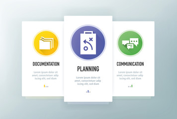 Workflow Icons for Website and mobile app onboarding screens vector template stock illustration