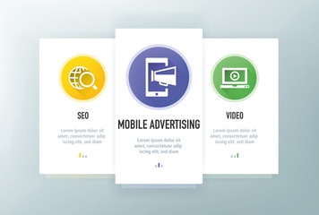 Web Marketing Icons for Website and mobile app onboarding screens vector template stock illustration