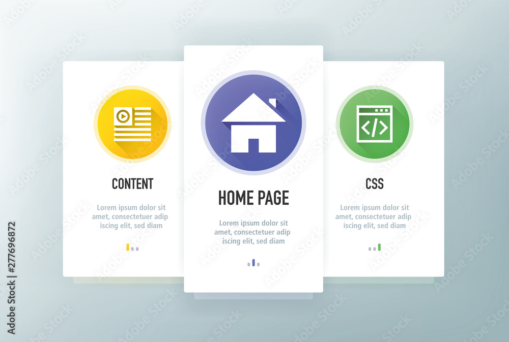 Poster web design icons for website and mobile app onboarding screens vector template stock illustration