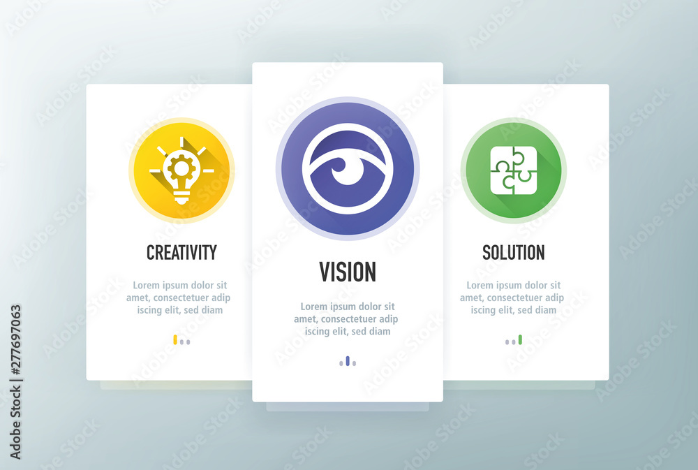 Poster vision icons for website and mobile app onboarding screens vector template stock illustration
