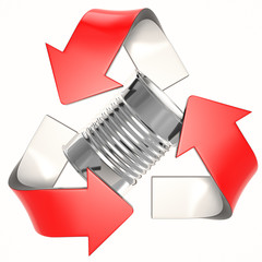 Obraz premium red 3D recycling logo with can