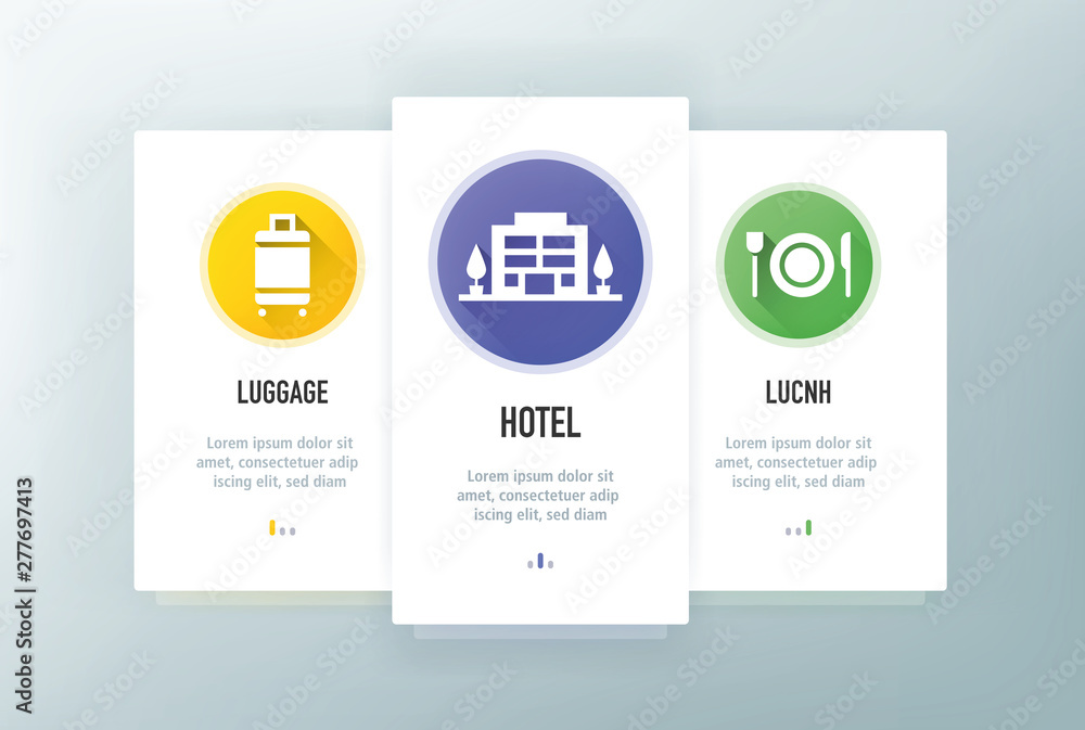 Poster tourism and tavel icons for website and mobile app onboarding screens vector template stock illustra