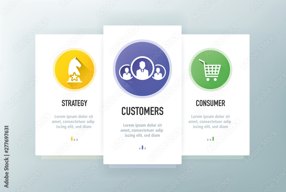 Poster target audience icons for website and mobile app onboarding screens vector template stock illustrati
