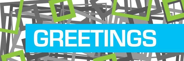 Greetings Green Blue Grey Random Borders Horizontal 