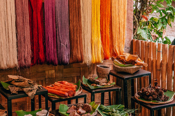 Colourful silk thread and natural colour dye raw material