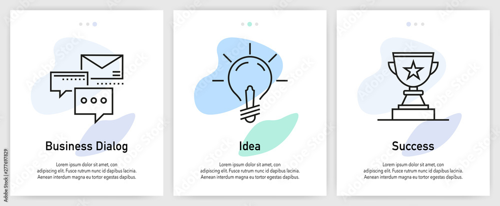 Poster strategy icons for website and mobile app onboarding screens vector template stock illustration