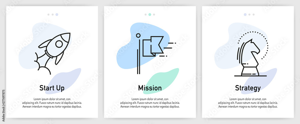 Poster start up icons for website and mobile app onboarding screens vector template stock illustration