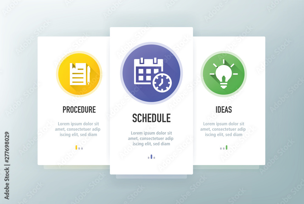 Poster solution icons for website and mobile app onboarding screens vector template stock illustration