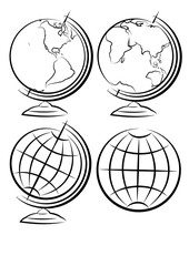 earth globe vector set, eastern and western hemisphere