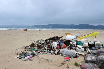 Marine garbage on the beach