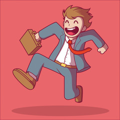 Happy Business man vector illustration. Promotion, work, salary, love design concept