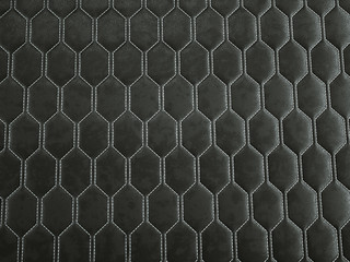 Leather stitched hexagon or honecomb black shiny texture