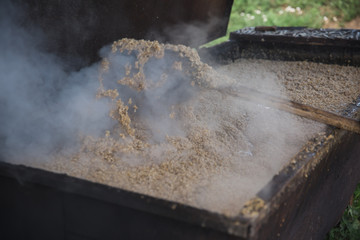 preparing porridge for cows