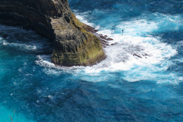 The shape of Kelingking Beach cliff in Penida Island, Bali, Indonesia