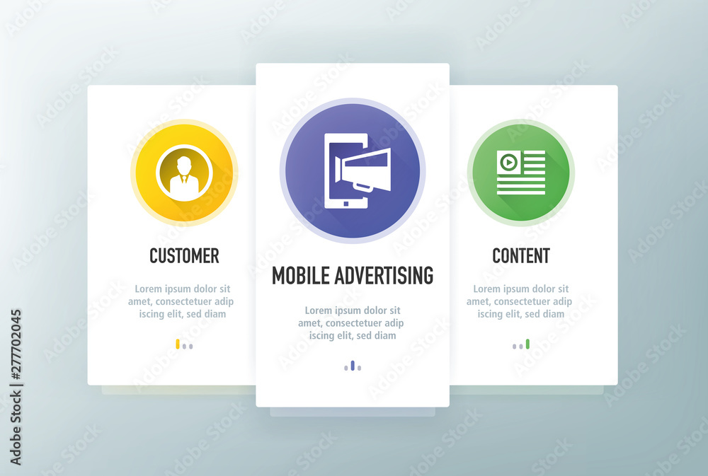Poster digital marketing icons for website and mobile app onboarding screens vector template stock illustra