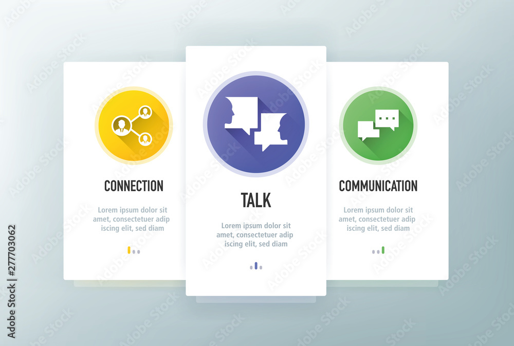 Poster communication icons for website and mobile app onboarding screens vector template stock illustration