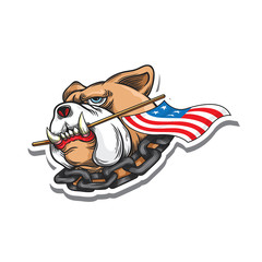 Fototapeta na wymiar bulldog with usa flag, sticker vector