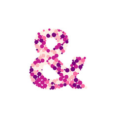 Ampersand sign color distributed circles dots illustration