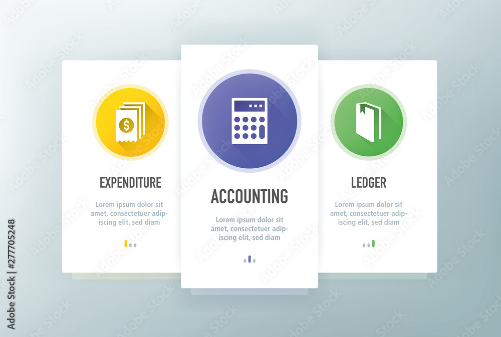 Poster accounting icons for website and mobile app onboarding screens vector template stock illustration
