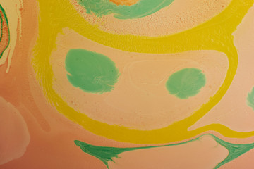 abstract stains of color paint on water, contemporary art