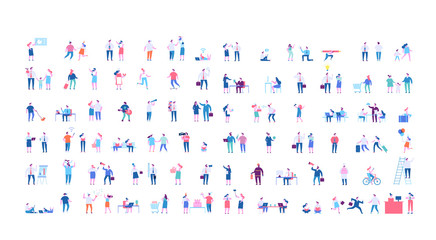 Fototapeta na wymiar Men and women vector set. Crowd. Different people. Flat vector characters isolated on white background. 