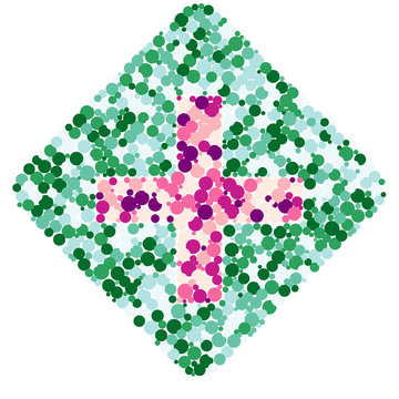 Plus math sign color distributed circles dots illustration