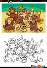 monkeys animal characters group color book