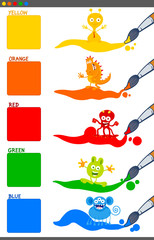 basic colors set with cartoon fantasy creatures