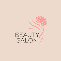 Beautiful woman vector logo template for hair salon, beauty salon, cosmetic procedures, spa center. Beauty logo for hair salon