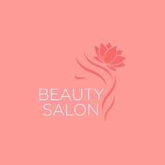 Beautiful woman face logo template for hair salon vector