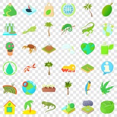 Leaf icons set. Cartoon style of 36 leaf vector icons for web for any design