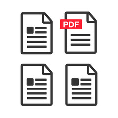 PDF File Icons. Document icon set. File Icons line style illustration