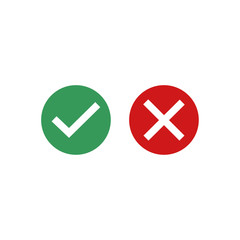Green check mark and red cross icon symbol template black color editable vector sign isolated on white background illustration for graphic and web design.