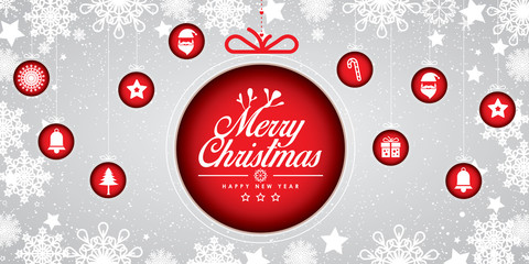 Naklejka na ściany i meble Red christmas bauble ornament greeting card design