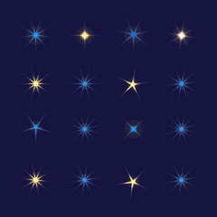 Glowing light effect star. Sparkle lights vector