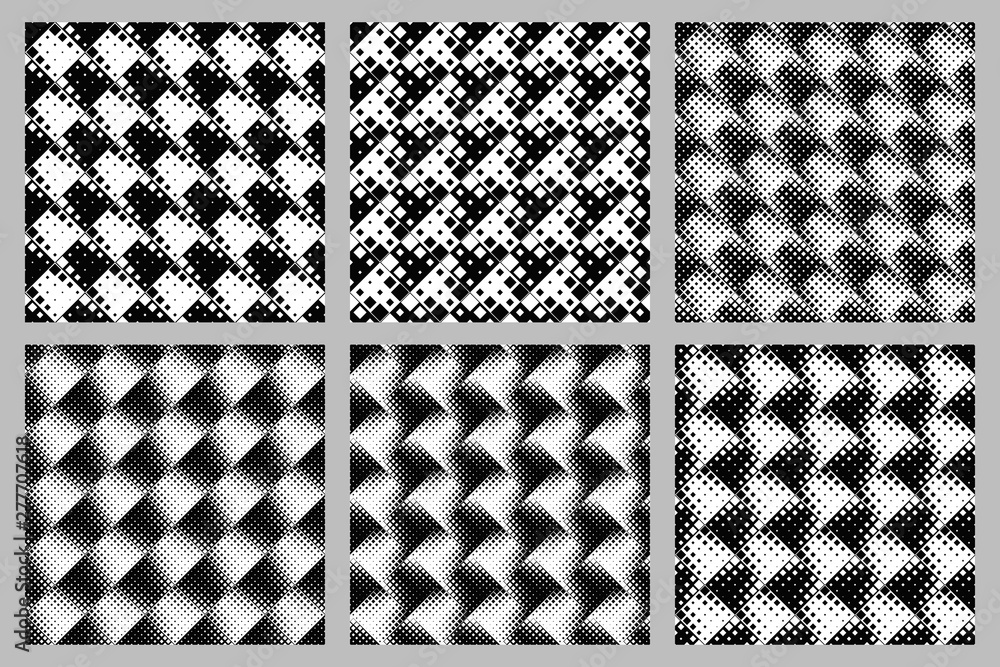 Poster Geometrical seamless abstract diagonal square pattern background set - vector graphic from squares