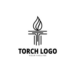 Initial T and Torch logo design tamplate