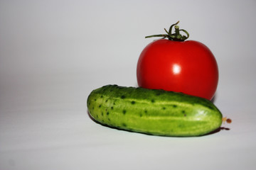 fresh green cucumber and tomato